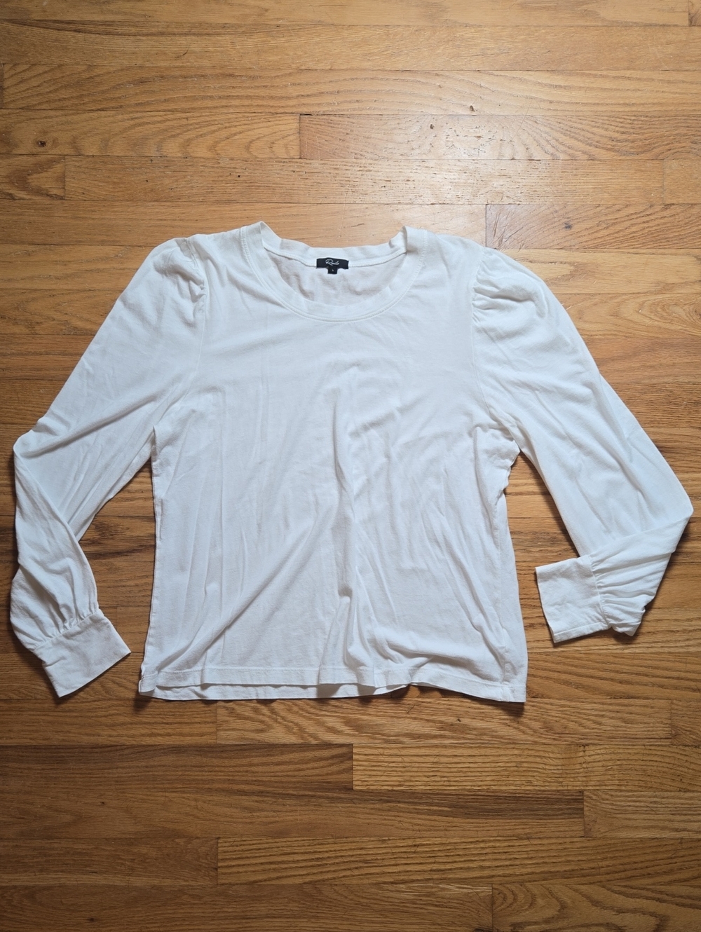 Rails Emilia white long puff sleeve t-shirt